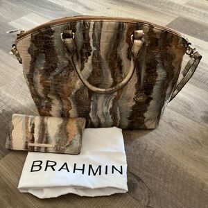 Brahmin large Duxbury satchel and matching wallet